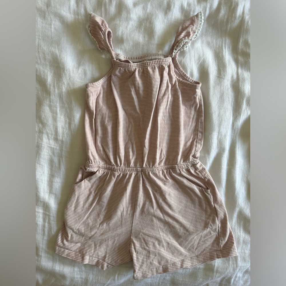 Vignette, Pink and White stripes, romper, size 6T